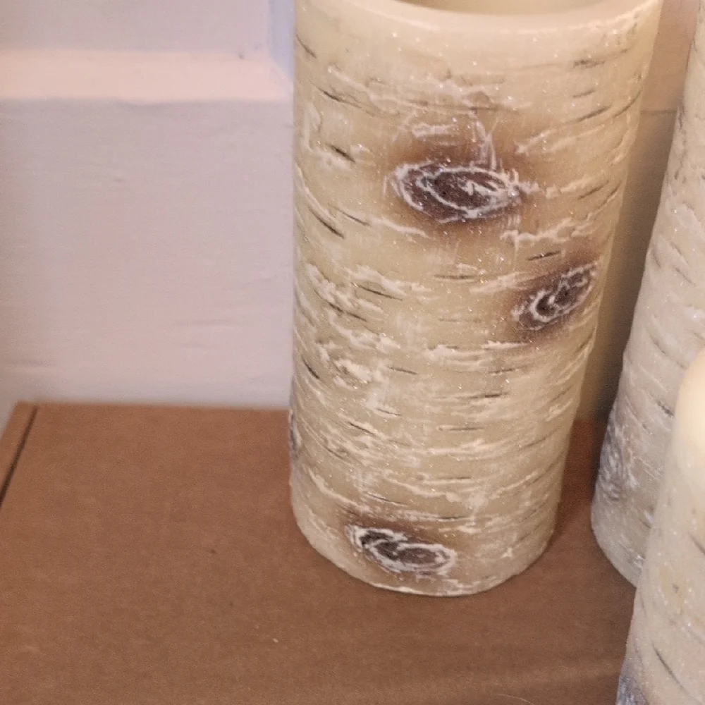 Birch Bark LED Candle Set - Picture 4 of 7